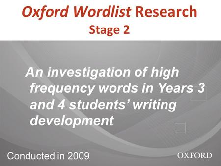 Oxford Wordlist Research Stage 2