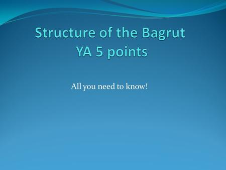 Structure of the Bagrut YA 5 points