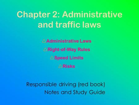 Chapter 2: Administrative and traffic laws