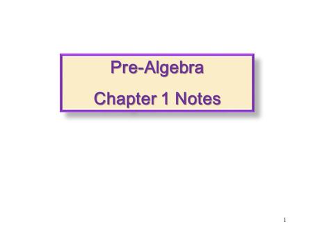 Pre-Algebra Chapter 1 Notes.