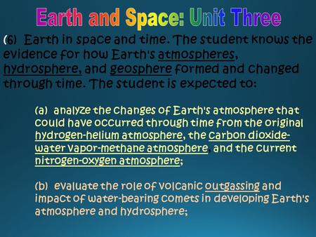 Earth and Space: Unit Three