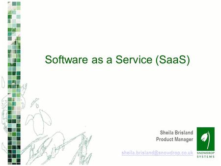Sheila Brisland Product Manager Software as a Service (SaaS)