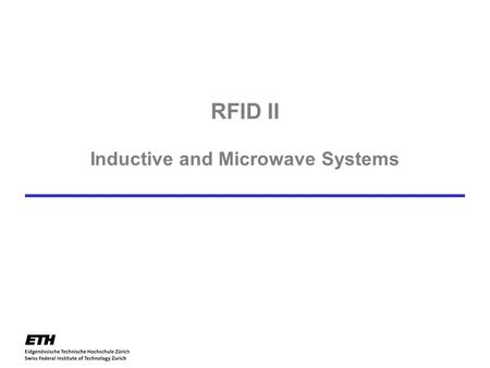 RFID II Inductive and Microwave Systems