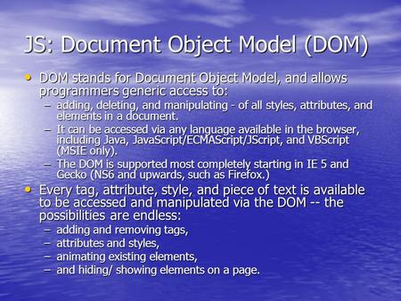 JS: Document Object Model (DOM)