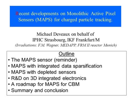 The MAPS sensor (reminder) MAPS with integrated data sparsification