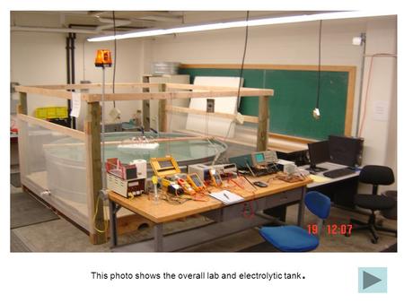 This photo shows the overall lab and electrolytic tank.