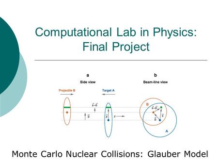 Computational Lab in Physics: Final Project Monte Carlo Nuclear Collisions: Glauber Model.