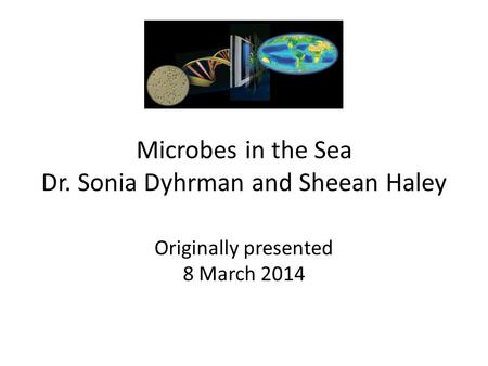 Microbes in the Sea Dr. Sonia Dyhrman and Sheean Haley Originally presented 8 March 2014.