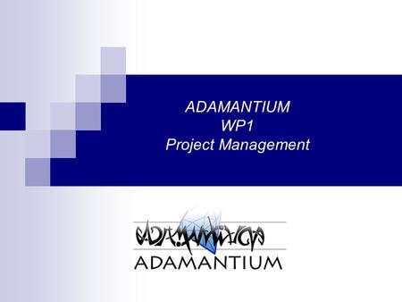 ADAMANTIUM WP1 Project Management. ADAMANTIUM ICT – 214751 Started on March of 2008 Duration 30 Months Partners:  NCSR Demokritos, Greece  University.