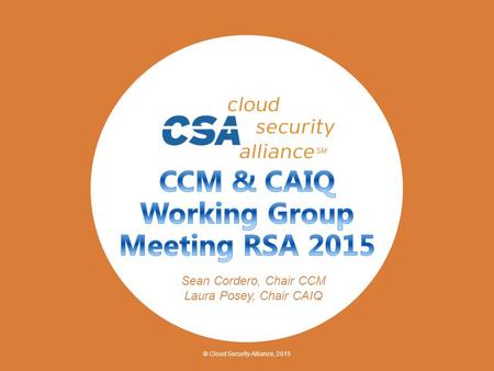 © Cloud Security Alliance, 2015 Sean Cordero, Chair CCM Laura Posey, Chair CAIQ.