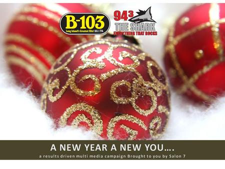 LOYAL LISTENERS SIGN UP ONLINE FOR AN EXCLUSIVE HOLIDAY/NEW YEAR OFFER FROM Salon 7! Objective: Promote Salon 7 on B103 & The Shark throughout the Holiday.