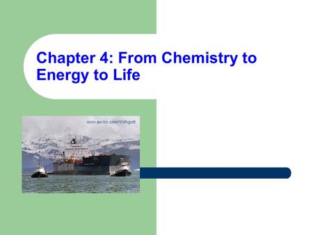 Chapter 4: From Chemistry to Energy to Life
