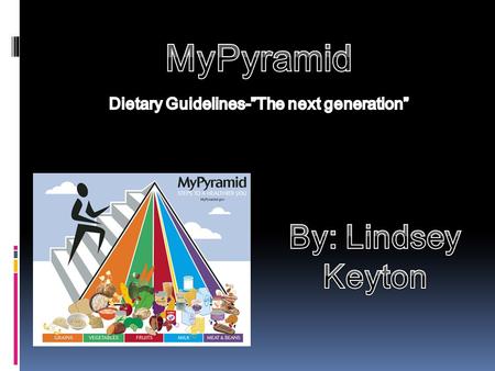 Why do individuals use the MyPyramid Dietary Guidelines???  To make SMART choices from each food group.  To find a balance between food and physical.
