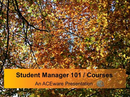Student Manager 101 / Courses An ACEware Presentation.