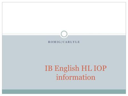 IB English HL IOP information