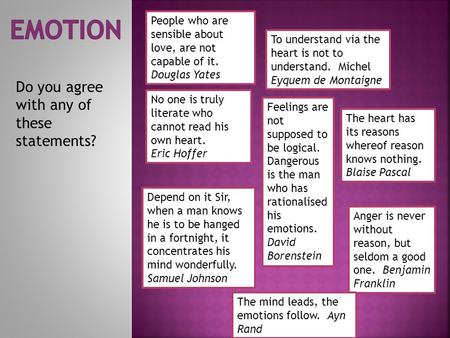 Emotion Do you agree with any of these statements?