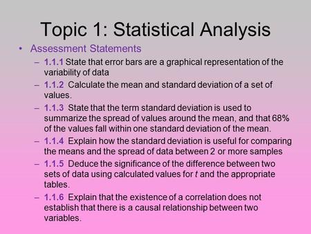 Topic 1: Statistical Analysis