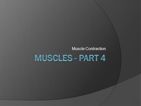 Muscle Contraction. Providing Energy for Muscle Contraction  Muscles store very limited supplies of ATP - only 4 to 6 seconds, just enough to get you.