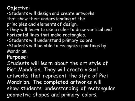Students will learn about the art style of