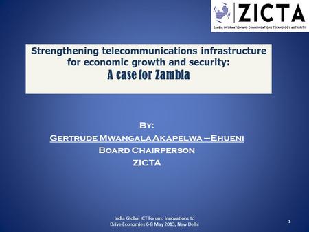 By: Gertrude Mwangala Akapelwa –Ehueni Board Chairperson ZICTA