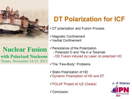 DT polarization and Fusion Process Magnetic Confinement Inertial Confinement Persistence of the Polarization - Polarized D and 3 He in a Tokamak - DD Fusion.