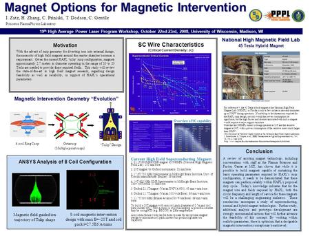 Magnet Options for Magnetic Intervention SC Wire Characteristics (Critical Current Density: Jc) With the advent of cusp geometry for diverting ions into.