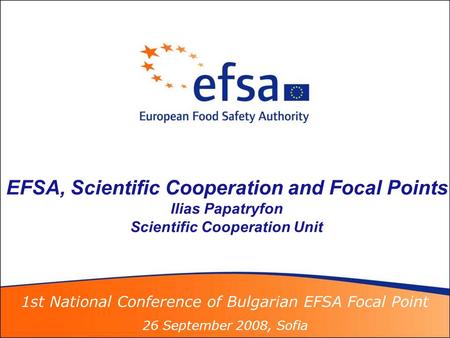 1st National Conference of Bulgarian EFSA Focal Point
