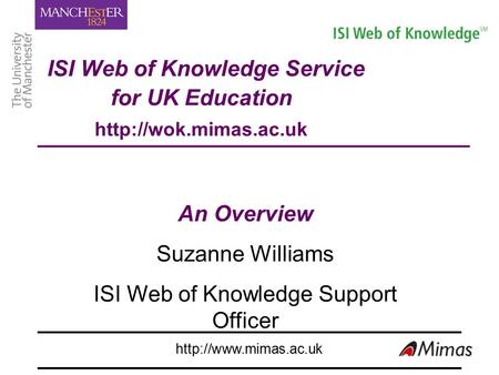 ISI Web of Knowledge Service for UK Education