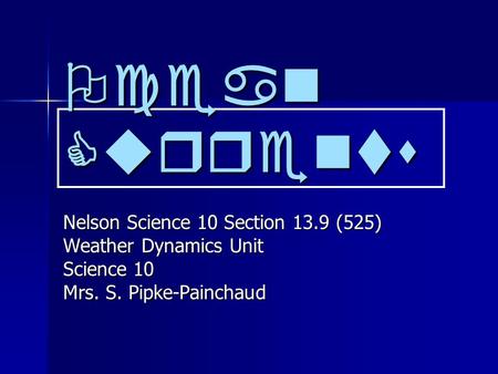 Ocean Currents Nelson Science 10 Section 13.9 (525) Weather Dynamics Unit Science 10 Mrs. S. Pipke-Painchaud.