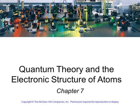 Quantum Theory and the Electronic Structure of Atoms Chapter 7 Copyright © The McGraw-Hill Companies, Inc. Permission required for reproduction or display.