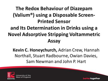 The Redox Behaviour of Diazepam (Valium®) using a Disposable Screen- Printed Sensor and Its Determination in Drinks using a Novel Adsorptive Stripping.