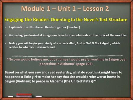 Engaging the Reader: Orienting to the Novel’s Text Structure