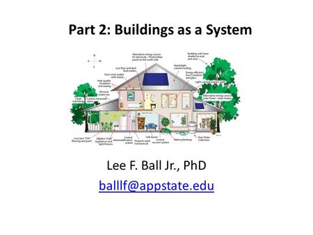 Part 2: Buildings as a System Lee F. Ball Jr., PhD