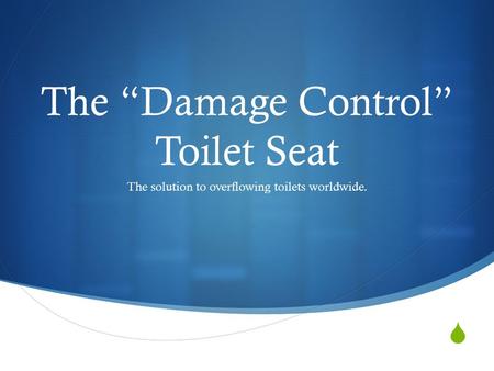  The “Damage Control” Toilet Seat The solution to overflowing toilets worldwide.