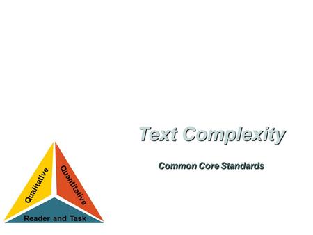 Text Complexity and the Common Core Standards. Building knowledge through content-rich nonfiction (text complexity) Reading, writing, and speaking grounded.