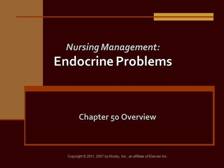 Nursing Management: Endocrine Problems