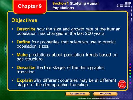 Section 1 Studying Human Populations