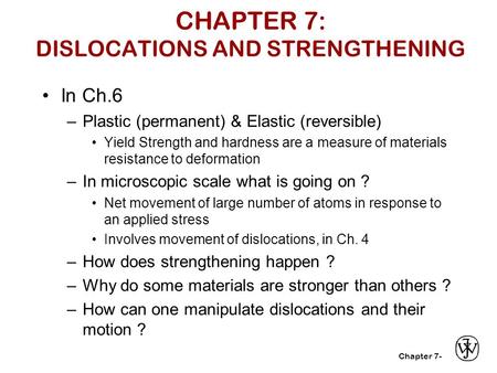 CHAPTER 7: DISLOCATIONS AND STRENGTHENING