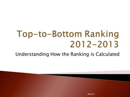 Understanding How the Ranking is Calculated 2012-13.