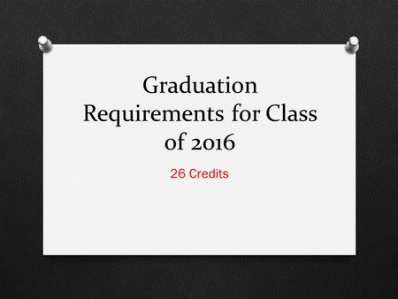 Graduation Requirements for Class of 2016 26 Credits.