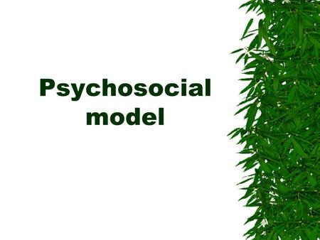 Psychosocial model. Types of psychosocial modes  Self – Concept Mode ( it focuses specifically on the psychological and spiritual aspects of person)