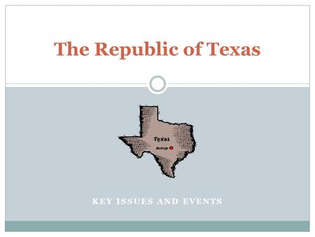 The Republic of Texas Key Issues and Events.