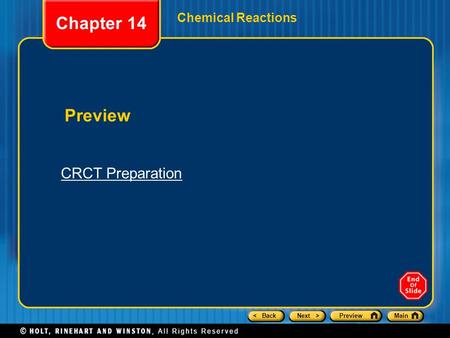 Chapter 14 Chemical Reactions Preview CRCT Preparation.