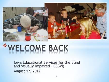 Iowa Educational Services for the Blind and Visually Impaired (IESBVI) August 17, 2012 1.