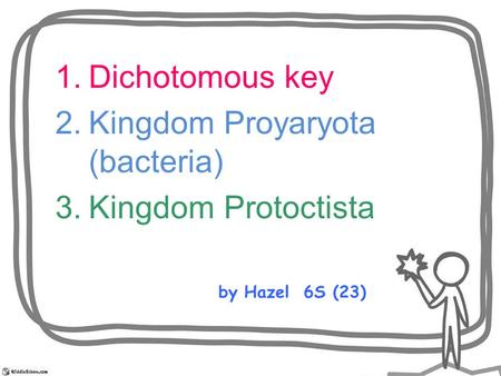 Kingdom Proyaryota (bacteria) Kingdom Protoctista