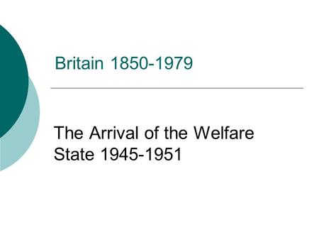 The Arrival of the Welfare State