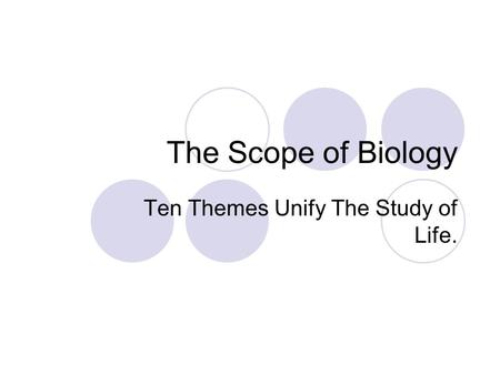Ten Themes Unify The Study of Life.