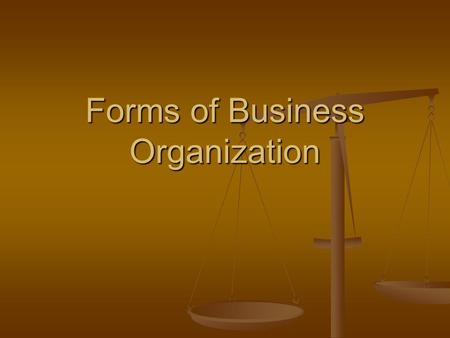 Forms of Business Organization. 2 For Discussion What kind of business would you like to start? What kind of business would you like to start?