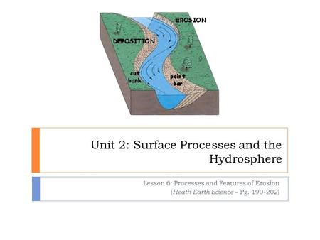Unit 2: Surface Processes and the Hydrosphere