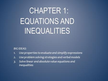 Chapter 1: Equations and inequalities